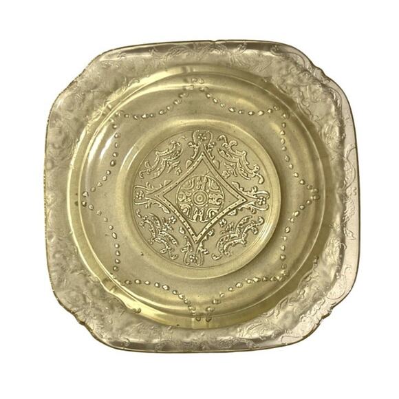 Vintage Amber Madrid Pattern Federal Glass 1930's Set of 2 Bread and Butter Plat - Picture 1 of 3